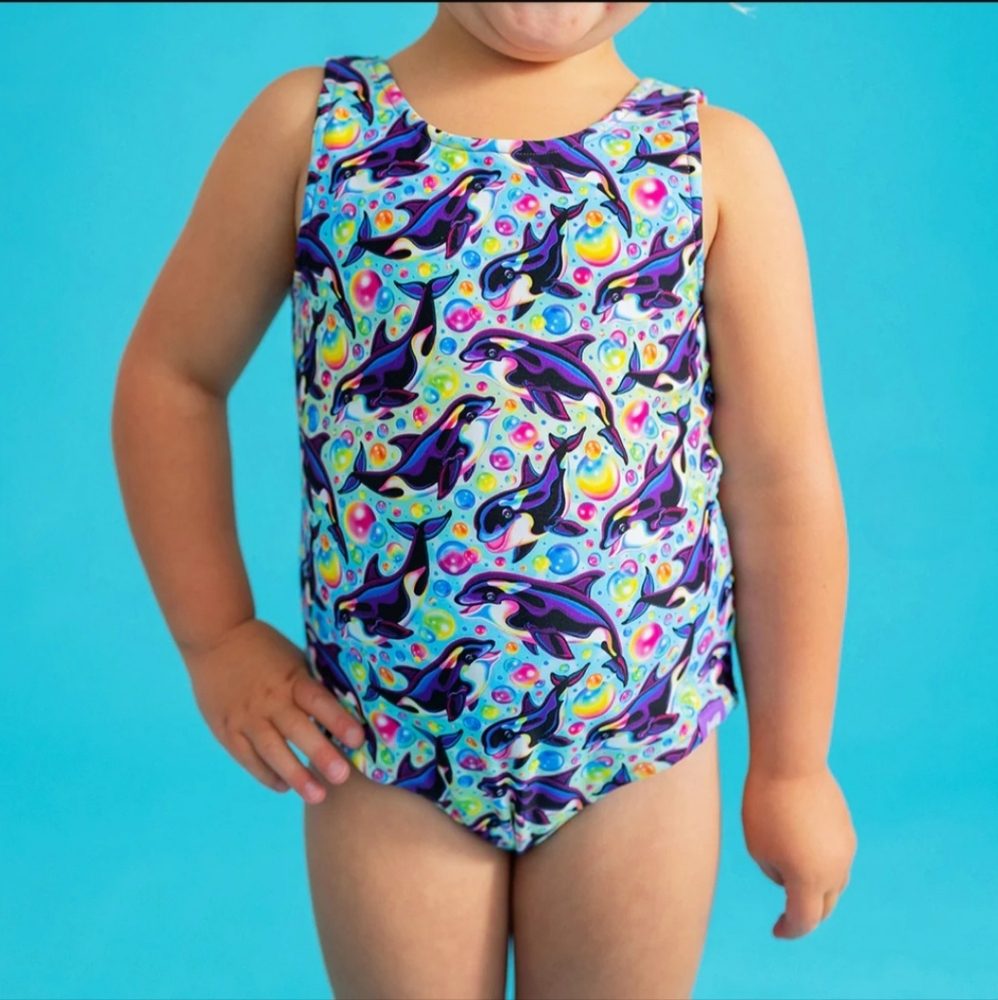 Posh Peanut Lisa Frank Max Splash Reversibile One Piece Swimsuit 5T BNIB